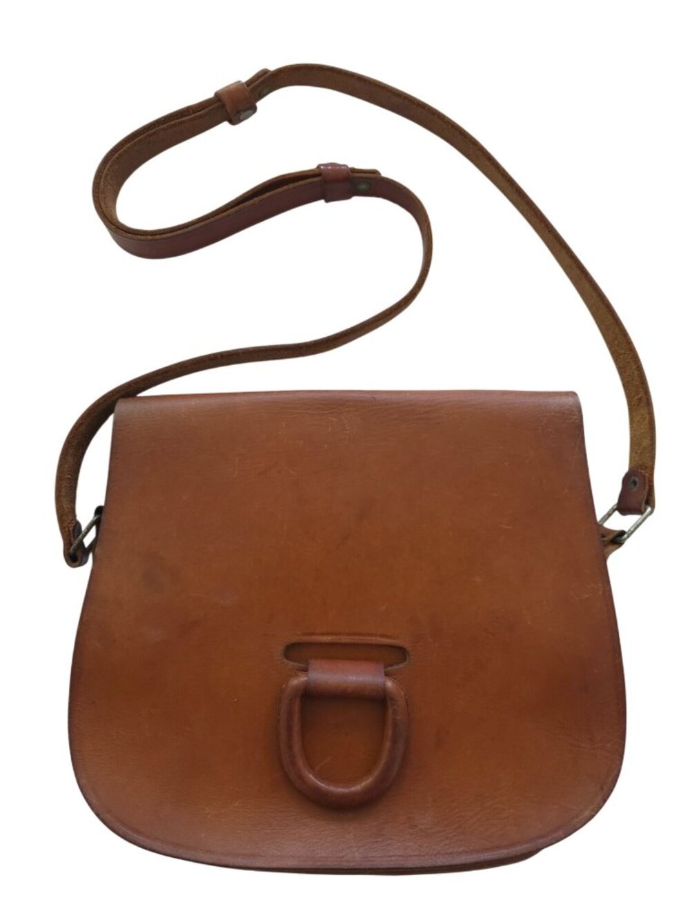 Vintage BENITEZ SAN CARLOS Brown Leather Handmade Crossbody Bag